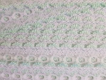 Eyelet Lace - White with Mint - 2 Metres