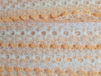 Eyelet Lace - White with Peach - 2 Metres