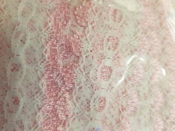 Eyelet Lace - White with Pink - 2 Metres