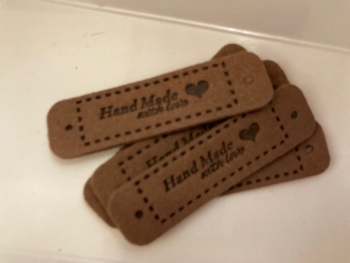Handmade with Love â¤ Label / Tag -  Leather Look Brown 55x14mm (Pack of 5)