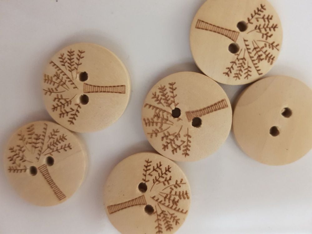 Tree Design Wooden Button 20mm (each)