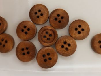 Brown Wooden Button 15mm (pack of 10)
