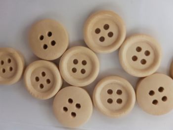 Brown (light ) Wooden Button 15mm (pack of 10)