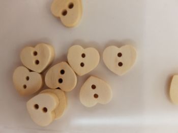 Heart Wooden Buttons 12mm (Pack of 10)
