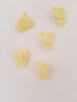 Lemon / Yellow  Cat Buttons (Pack of 8)