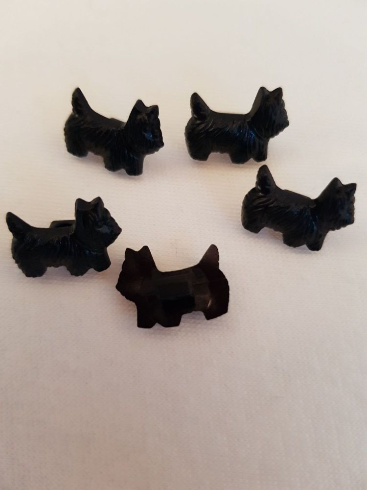 Black Scottie Dog Buttons (Pack of 6)