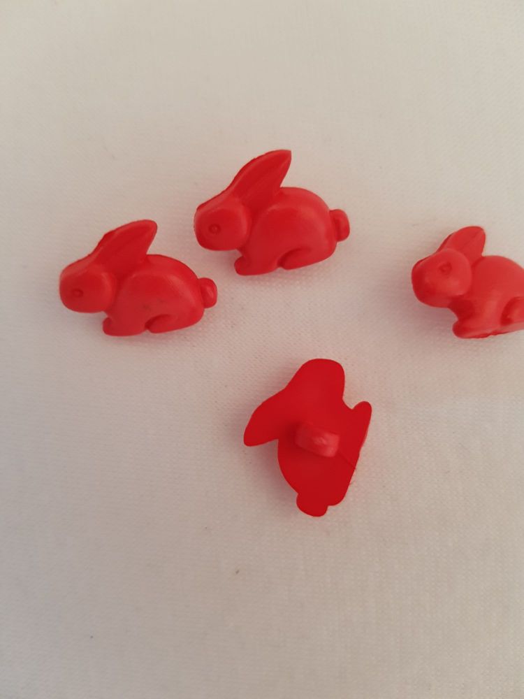 Red Rabbit Buttons (Pack of 8)