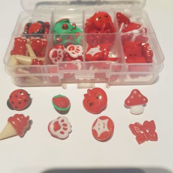 Box Set - Red Buttons as shown - 10 of each (80 buttons)