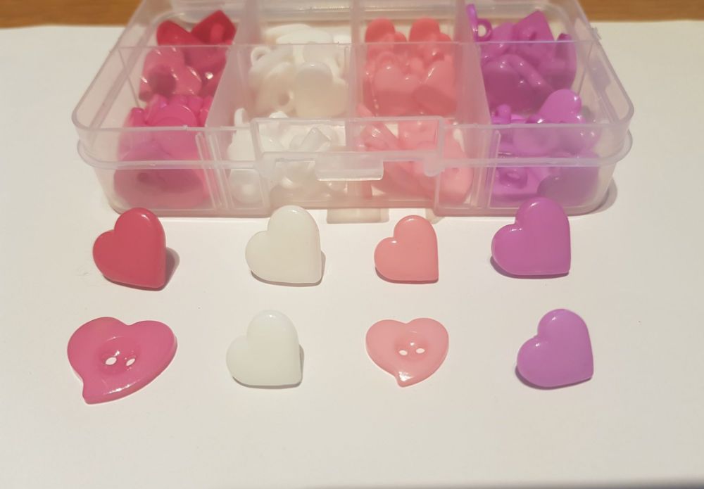 Box Set - Heart Buttons as shown - 10 of each (80 buttons)