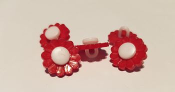 Red Daisy/Flower Button 17mm (Pack of 12)