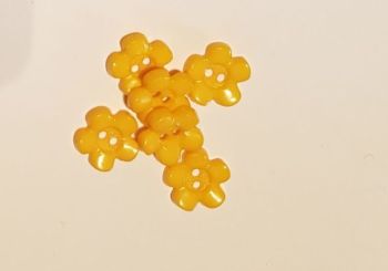 Yellow (Darker) Flower Buttons 15mm (Pack of 12)