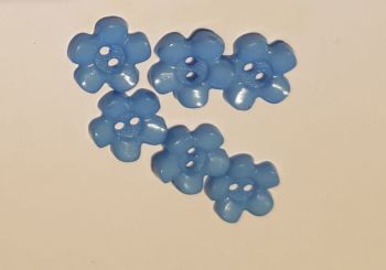 Blue Flower Buttons 15mm (Pack of 12)