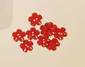 Red (Bright) Flower Buttons 15mm (Pack of 12)