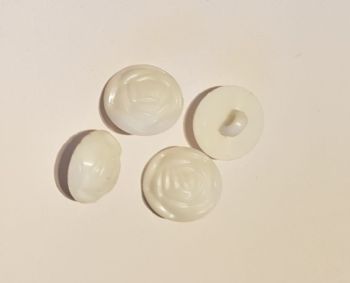 White Rose Button 17mm (Pack of 10)
