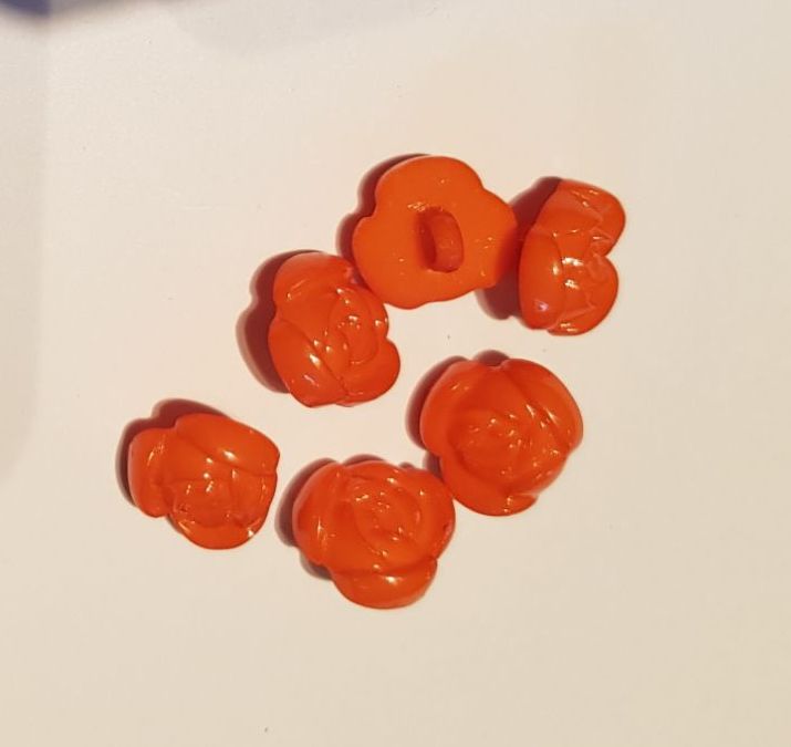 Orange Rose Buttons 13mm (Pack of 10)