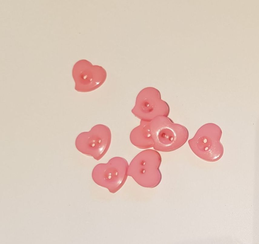 Pink Heart Buttons 14mm (Pack of 15)
