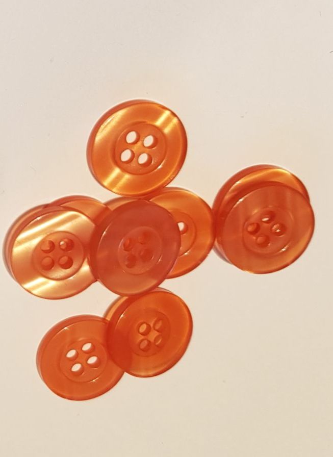 Orange 4 hole Buttons 15mm (Pack of 10)