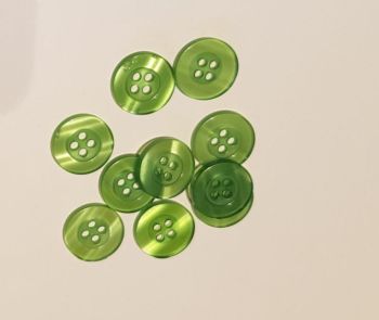 Green (Bright) 4 hole Buttons 15mm (Pack of 10)