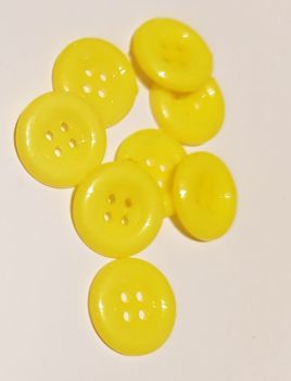 Yellow 4 hole / Raised edge Buttons 18mm (Pack of 8)