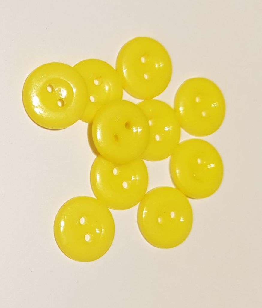 Yellow Buttons 15mm (Pack of 10)