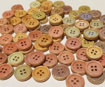 Spot Wooden Buttons - Random Mix 15mm (Pack of 12) Was £1