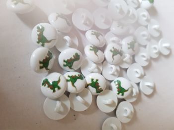 Dinosaur - Green Buttons (Pack of 5)