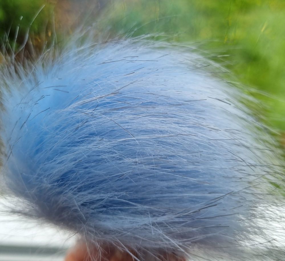 Blue (pale) Fluffy Pom Pom - Suitable for Hats .Elastic  hoop to attach    