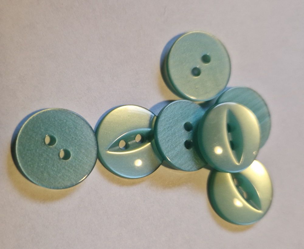 Aqua /Green Fisheye Button 16mm (Pack of 10)