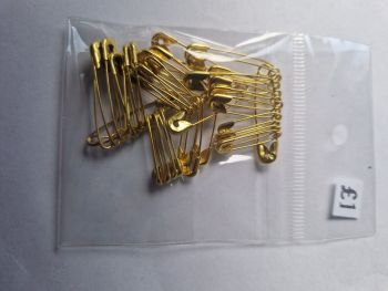 Safety Pins x 36 (3 sizes) Gold Colour