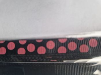 Black/Pink Dot Grosgrain Ribbon 9mm (2 metre pack)