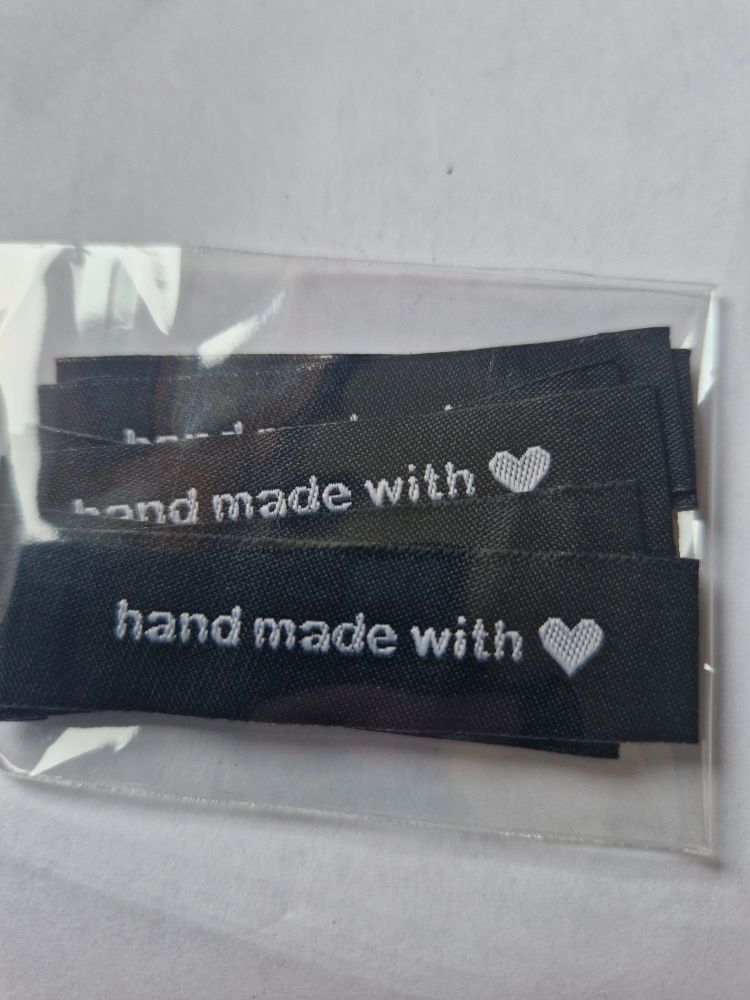 Handmade with Love ❤ Label -  Black 60x15mm (Pack of 10)
