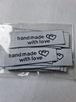 Handmade with Love â¤ Label -  Grey 52x14mm (Pack of 10)