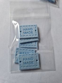 Handmade Tag -  Suede Look Pale Blue 20x15mm (Pack of 5)