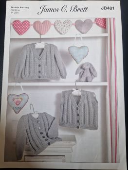 Baby Cardigan / Waistcoat Knitting Pattern JB481 James C Brett
