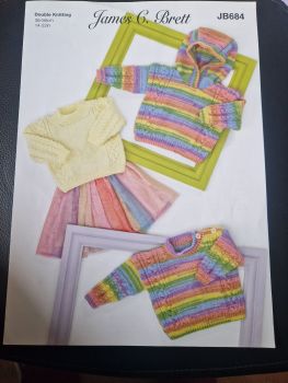 Baby Hoody / Jumper Knitting Pattern JB684 James C Brett