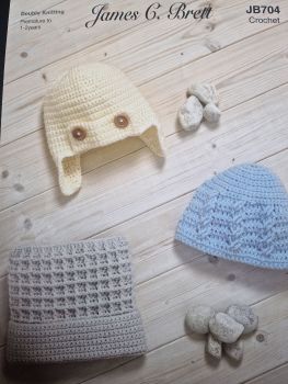 Baby Hat Crochet Pattern JB704 James C Brett