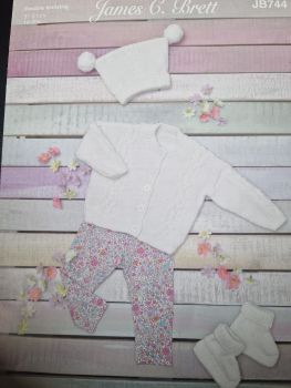 Baby Cardigan / Hat Knitting Pattern JB744 James C Brett