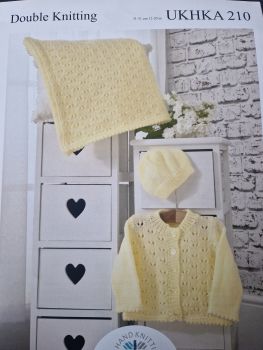 Baby Cardigan / Hat / Blanket Knitting Pattern UKHKA 210