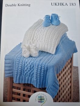 Baby Blanket / Bootees Knitting Pattern UKHKA 183