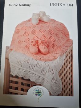 Baby Blanket / Bootees Knitting Pattern UKHKA 184