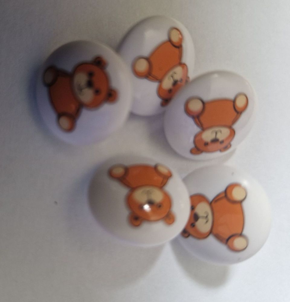 Teddy Bear  Buttons 15mm (Pack of 5)
