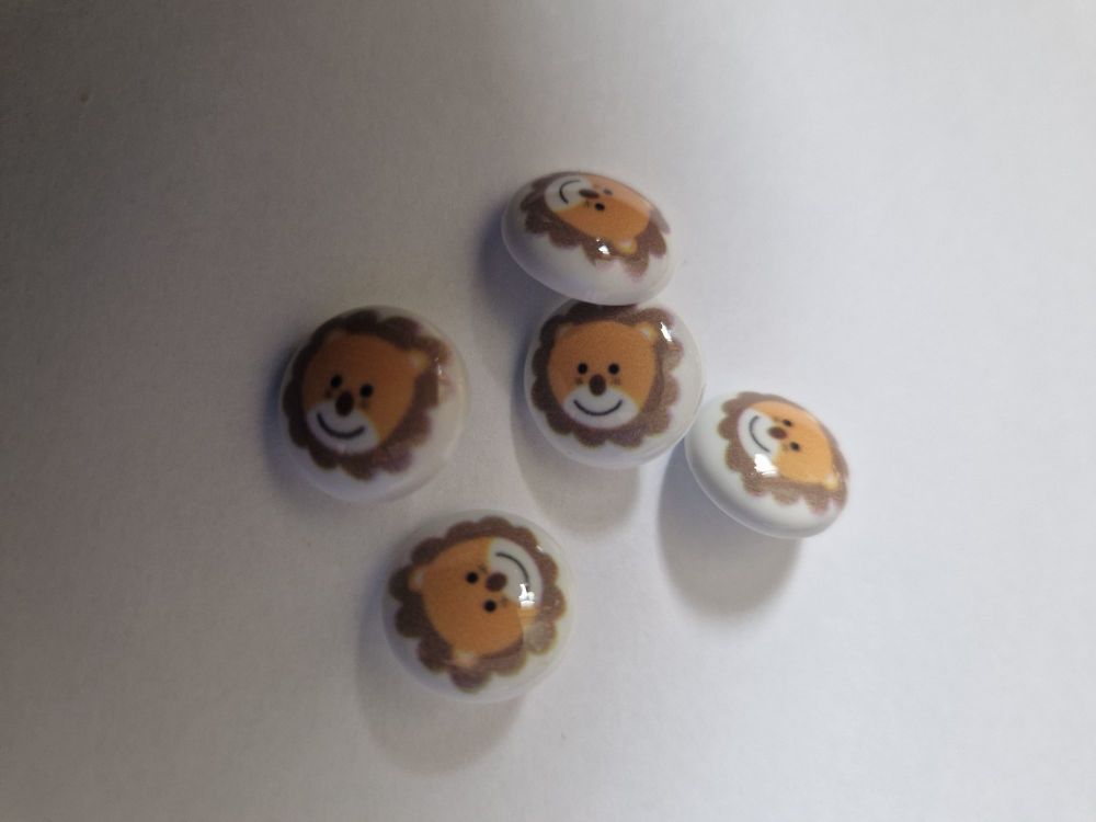 Lion  Buttons 15mm (Pack of 5)