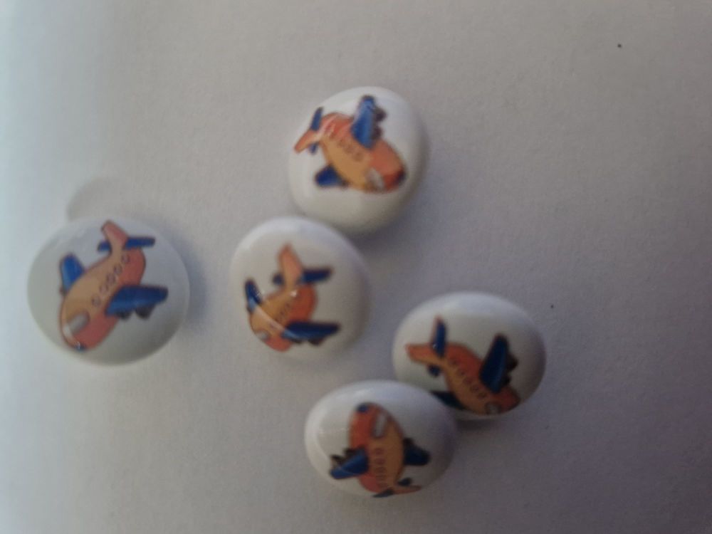 Aeroplane / Plane Buttons 15mm (Pack of 5)