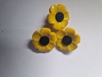 Sunflower Button 22mm (Pack of 3)