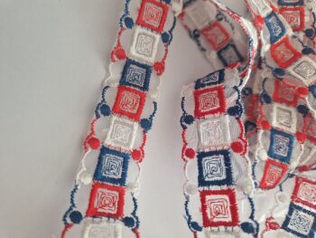 Lace -23mm - Red/  White / Blue  - 3 metres