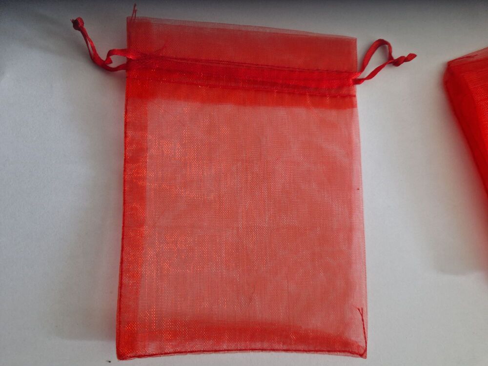 Organza Bags Red  116mmx88mm approx (Pack of 5)