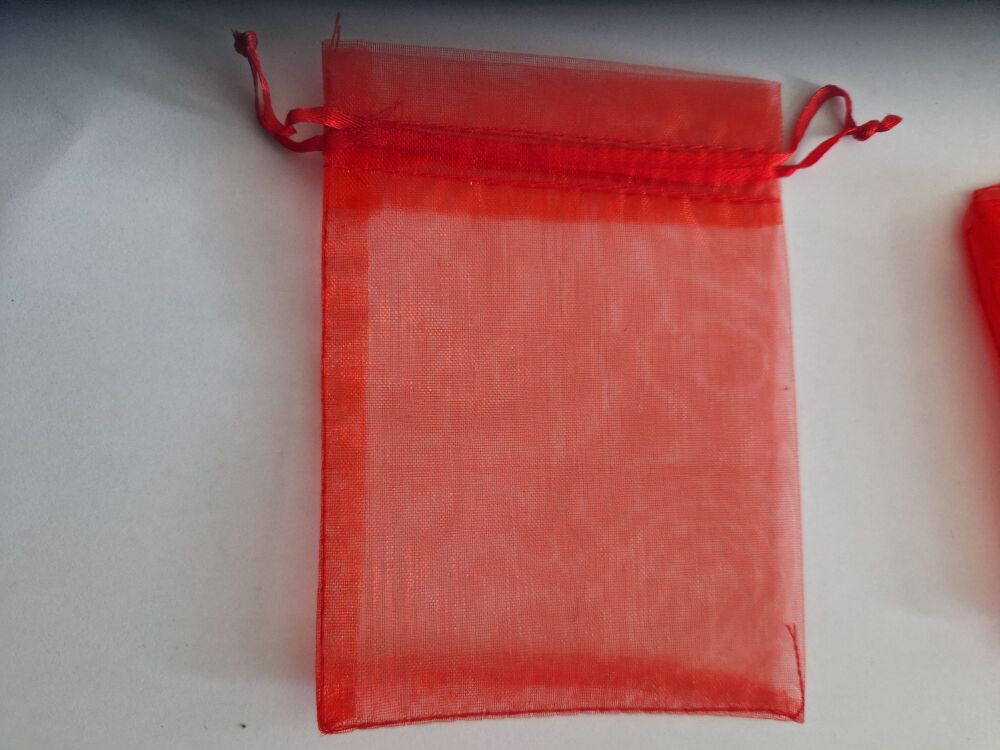 Organza Bags Red  138mmx94mm approx (Pack of 5)