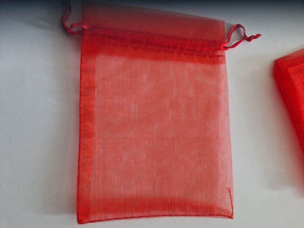 Organza Bags Red  90mmx70mm approx (Pack of 5)
