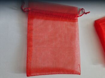 Organza Bags Red  90mmx70mm approx (Pack of 6)