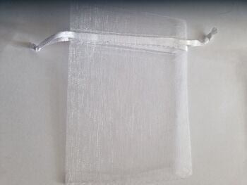 Organza Bags White 100mmx80mm approx (Pack of 6)